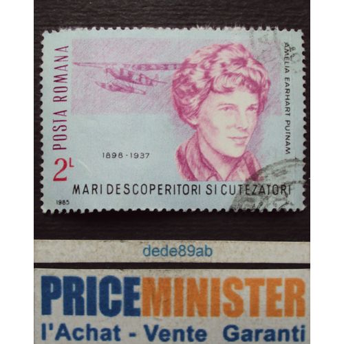 Roumanie.. 2 L. Posta Romana . Amelia Earhart Putnam . Aviatrice (1818-1937) Oblitéré.