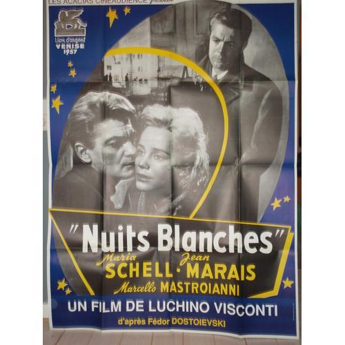 Nuits Blanches - Affiche Pliee 120 X 160 - Luchino Visconti - Maria Schell - Marcello Mastroianni - Jean Marais - Dostoievski
