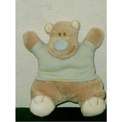 Kiabi - Doudou Chien Hochet Semi Plat Beige - Pull Rayé Beige Et Bleu - 23cm