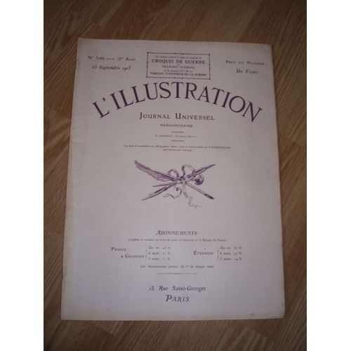Jounal Universel L'illustration Du 18 Septembre 1915 N° 3785