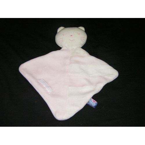 Sucre D'orge - Doudou Chat Plat Losange Rose Et Blanc