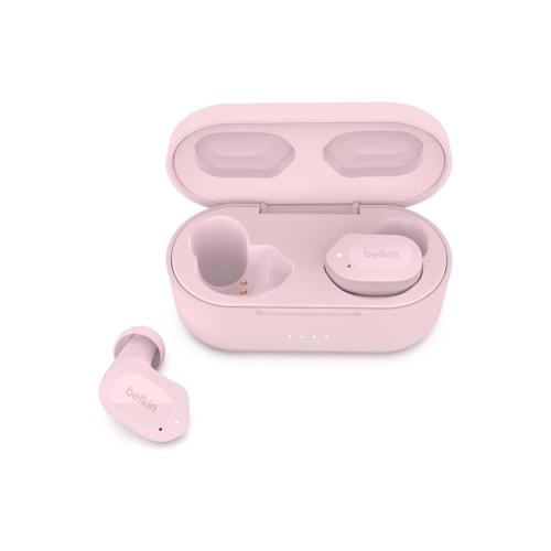 Belkin SoundForm Play - Écouteurs sans fil avec micro - intra-auriculaire - Bluetooth - Suppresseur de bruit actif - rose