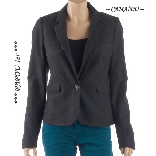 Veste Grise Anthracite - Camaïeu - T. 40 - Neuve