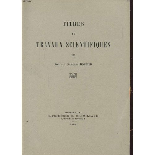 Titres Et Travaux Scientifiques