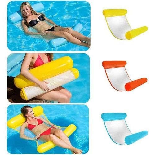 Hamac Flottant Gonflable de Luxe pour Piscine - Orange - Compact et Facile à Transporter -