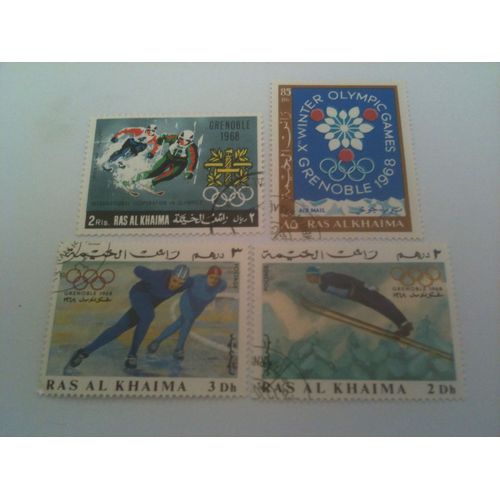 Lot De 4 Timbres Jeux Olympiques Grenoble 1968 Ras Al Khaima