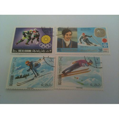 Lot De 4 Timbres Jeux Olympiques Sapporo 1972 Ras Al Khaima