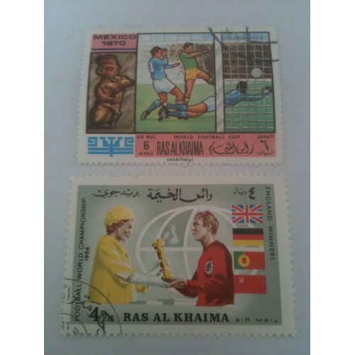 Lot De 2 Timbres Coupe Du Monde De Football Ras Al Khaima