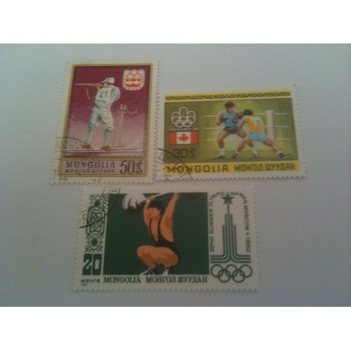 Lot De 3 Timbres Divers Jeux Olympiques Mongolie