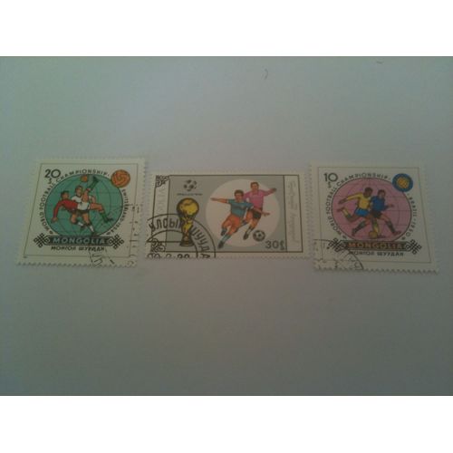 Lot De 3 Timbres Divers Coupe Du Monde De Football Mongolie