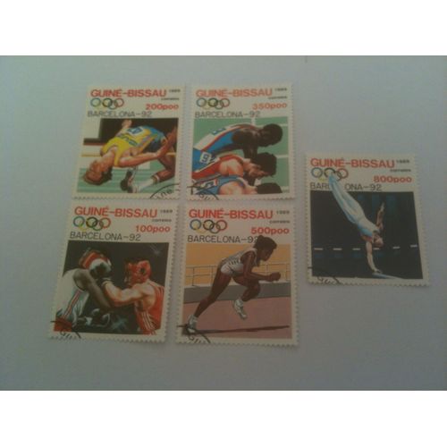 Lot De 5 Timbres Jeux Olympiques Barcelone 1992 Guinée Bissau