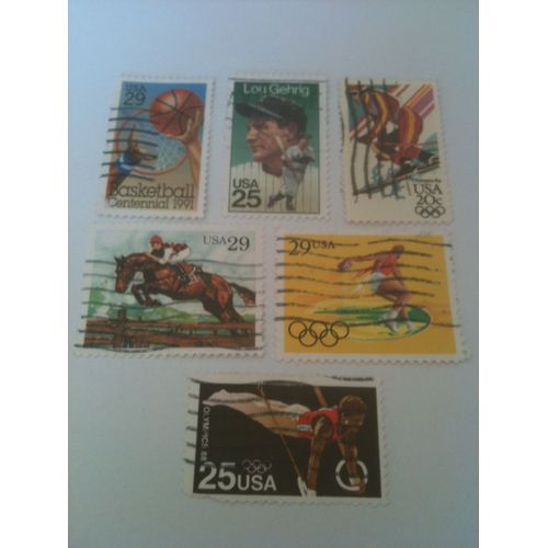 Lot De 6 Timbres Sport Usa