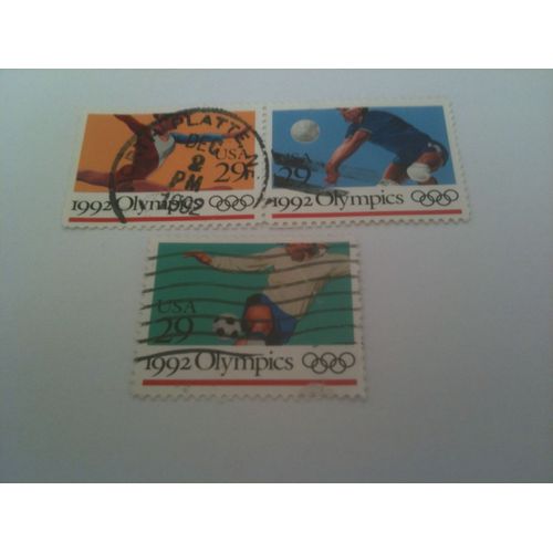 Lot De 3 Timbres Jeux Olympiques Barcelone 1992 Usa