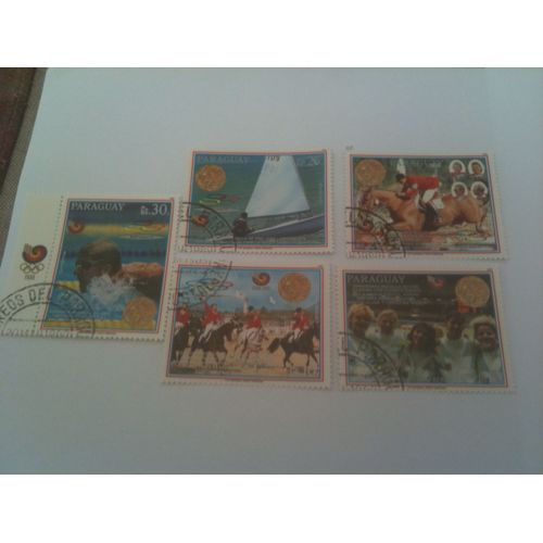 Lot De 5 Timbres Jeux Olympiques 1992 Paraguay