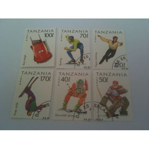 Lot De 6 Timbres Sports D'hiver Tanzanie 1994