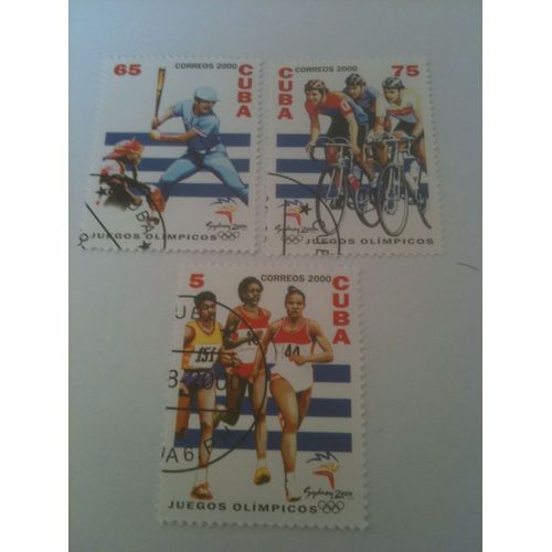 Lot De 3 Timbres Jeux Olympiques De Sydney 2000 Cuba