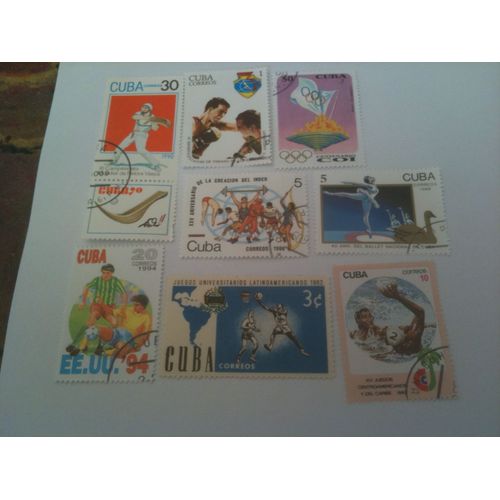 Lot De 9 Timbres Divers Sport Cuba