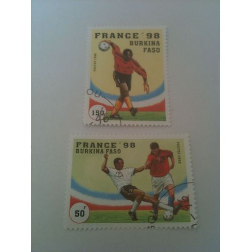 Lot De 2 Timbres Coupe Du Monde De Football France 98 Burkina Faso