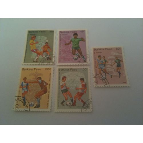 Lot De 5 Timbres Poste Aérienne Coupe Du Monde De Football Mexico 86 Burkina Faso