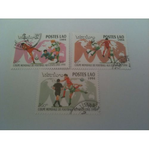 Lot De 3 Timbres Coupe Du Monde De Football Etats-Unis 1994 Laos