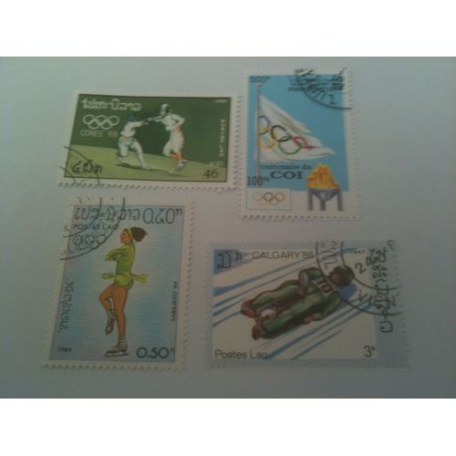 Lot De 4 Timbres Sport Divers Laos