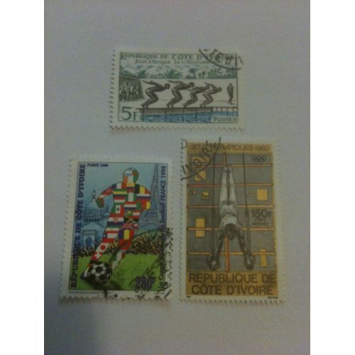 Lot De 3 Timbres Divers Sur Le Sport Côte D'ivoire