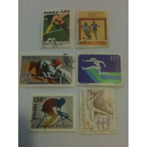 Lot De 6 Timbres Sports Divers Pologne