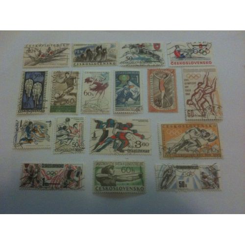 Lot De 17 Timbres Sports Divers Tchécoslovaquie