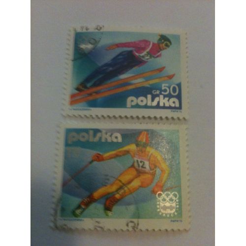 Lot De 2 Timbres Jeux Olympiques D'hiver Innsbruck 1976 Pologne