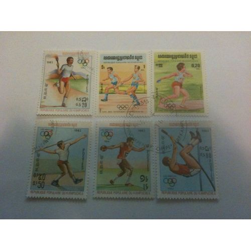 Lot De 6 Timbres Jeux Olympiques Los Angeles 1984 Cambodge