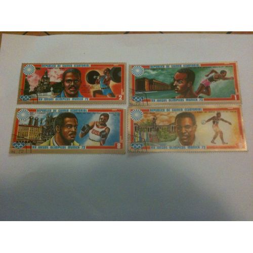 Lot De 4 Timbres Jeux Olympiques Munich 1972 Guinée Équatoriale