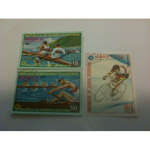 Lot De 3 Timbres Jeux Olympiques Munich 1972 Guinée Équatoriale