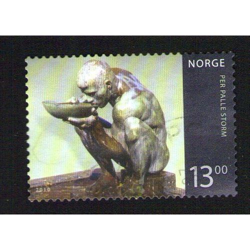 Oblitération Ronde Used Stamp Beaux Arts Per Palle Storm Sculpture Homme Buvant Norvege 2010 Wns No001.10