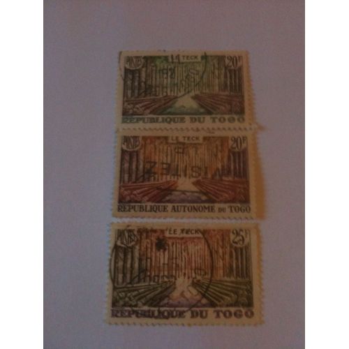 Lot De 3 Timbres Le Teck République Du Togo