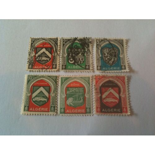 Lot De 6 Timbres Armoiries Algérie République Française