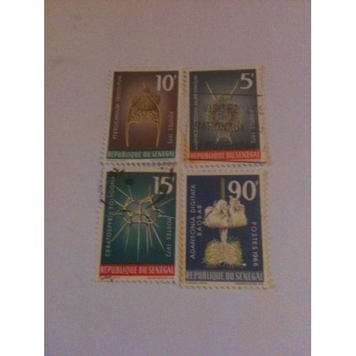 Lot De 4 Timbres Faune Et Flore Sénégal 1972