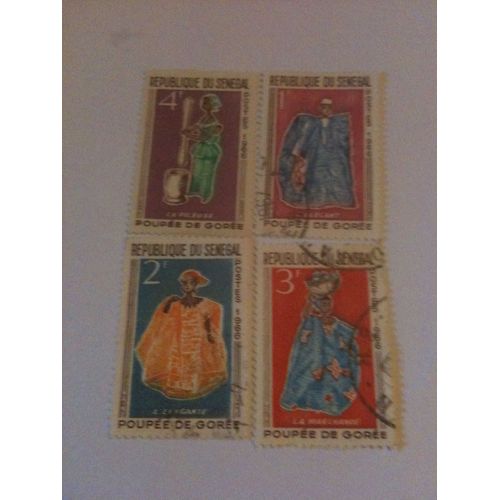 Lot De 4 Timbres Poupée De Gorée Sénégal 1966