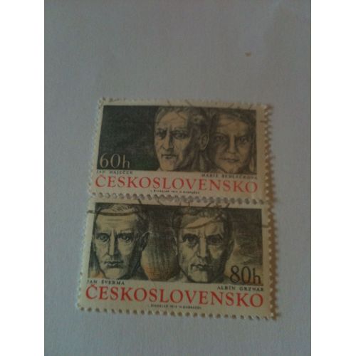 Lot De Deux Timbres Personnages Historiques Tchécoslovaquie