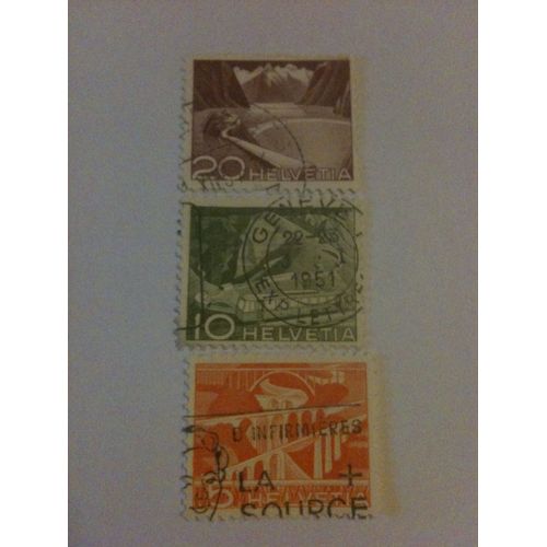 Lot De 3 Timbres Transport Suisse