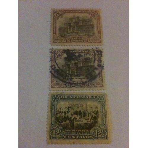 Lot De 3 Timbres Armée Et Indépendance Guatemala