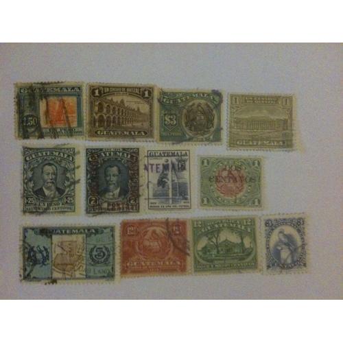 Lot De 12 Timbres Divers Guatemala