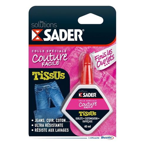 Colle Sader spéciale tissus couture facile: Finis les ourlets! - 40ml - prise rapide, résiste au lavage