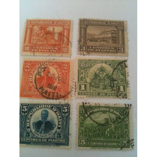 Lot De 6 Timbres Histoire Haïti
