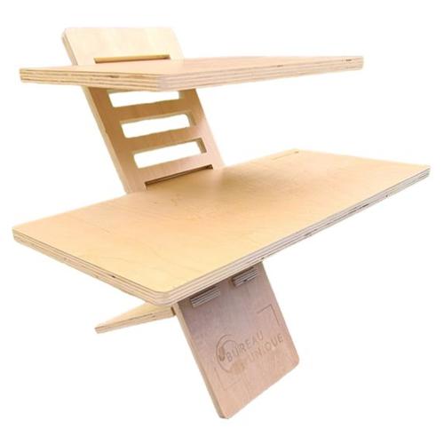 Support pour ordinateur - assis debout - réhausseur ergonomique réglable en bois