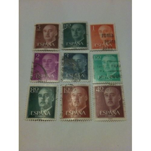 Lot De 9 Timbres Franco Espagne