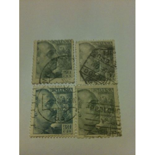 Lot De 4 Timbres Franco Espagne