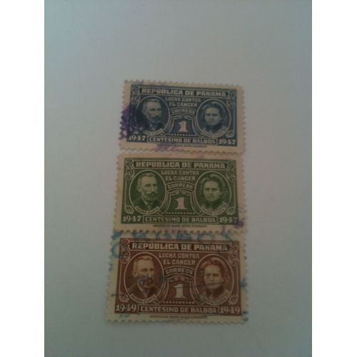 Lot De 3 Timbres Lutte Contre Le Cancer Panama
