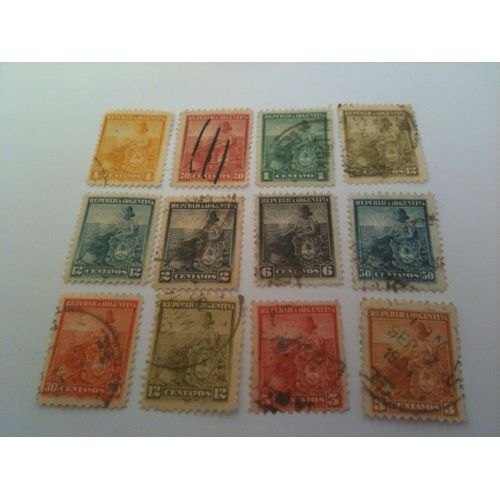 Lot De 12 Timbres Semeuse Argentine