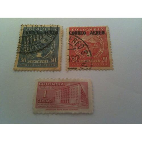 Lot De 3 Timbres Divers Colombie