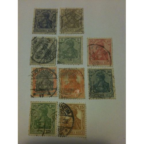 Lot De 10 Timbres Deutsches Reich Allemagne